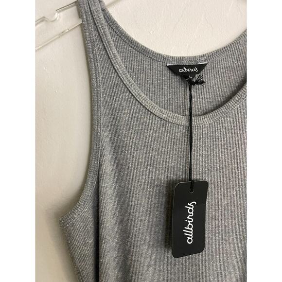 Allbirds S Tank Midi Dress Gray Ribbed Stretch Scoop Merino Wool Hemp Maxi NEW - Picture 6 of 9